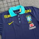 Camisa Seleção Brasileira Treino 25/26 – Gola Polo Azul Escura